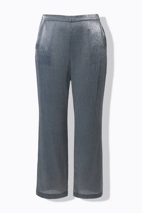 Pantalon rose, reflets métalliques, jambe large et taille confortable