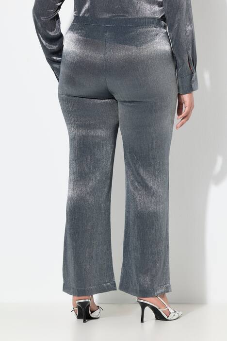 Pantalon rose, reflets métalliques, jambe large et taille confortable