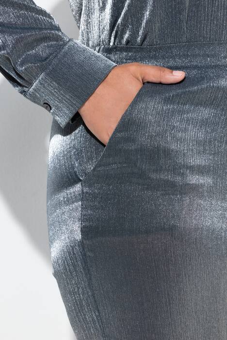Pantalon rose, reflets métalliques, jambe large et taille confortable