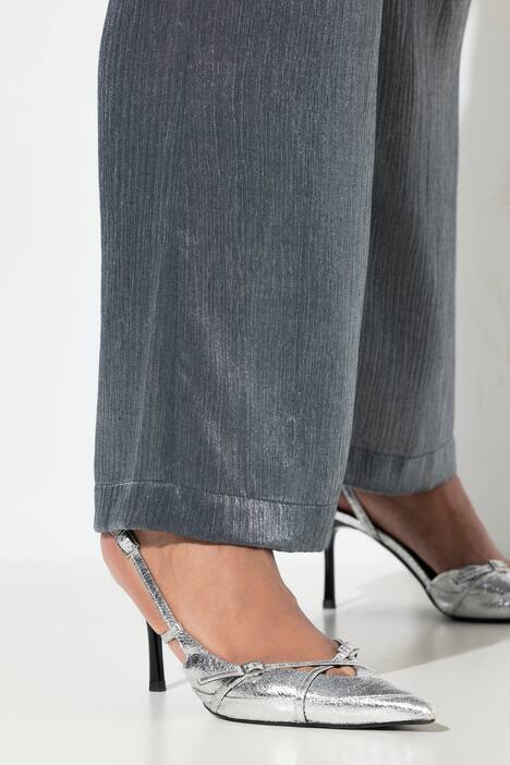 Pantalon rose, reflets métalliques, jambe large et taille confortable