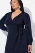 Robe cache-cœur, longueur midi, manches longues ballon, décolleté en V et ceinture à nouer