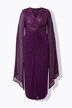 Chiffon maxikjole med pailletter, V-udskæring, lange ærmer