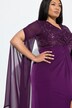 Chiffon maxikjole med pailletter, V-udskæring, lange ærmer