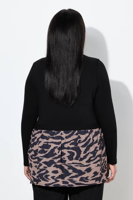 Shirt, Patchlook, Animal-Volantsaum, Rundhals, Langarm