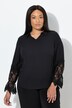 Blouse, kant, overhemdkraag, V-hals, lange mouwen, crêpe
