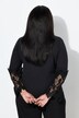 Blouse, kant, overhemdkraag, V-hals, lange mouwen, crêpe