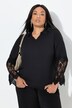 Blouse, kant, overhemdkraag, V-hals, lange mouwen, crêpe