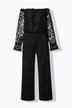 Combinaison jambe large, encolure Carmen et manches longues