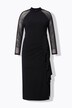 Robe longueur maxi, effet drapé, col montant et manches raglan