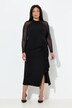 Robe longueur maxi, effet drapé, col montant et manches raglan
