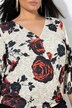 T-shirt à motif roses et effet cache-cœur, manches cloche 3/4