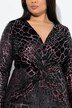 Robe en jersey, imprimé floqué animal, décolleté en V et manches longues