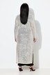 Veste longue à paillettes, encolure en V et manches longues