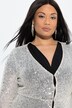 Veste longue à paillettes, encolure en V et manches longues
