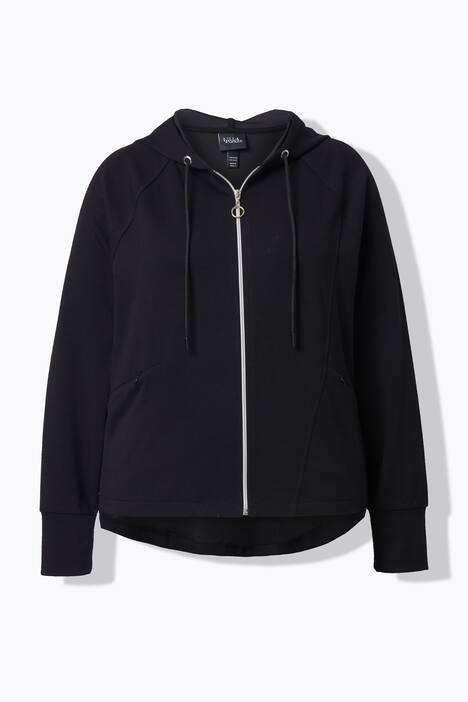 Giacca di felpa con cappuccio, tasche con zip e maniche lunghe raglan