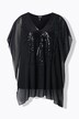 Shirt, oversized, doppellagig, Chiffon, Pailletten