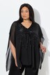 Shirt, oversized, doppellagig, Chiffon, Pailletten