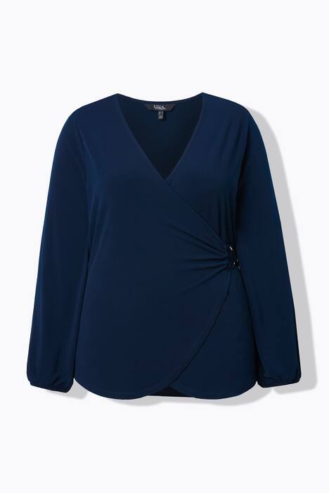 T-shirt esprit cache-cœur, décolleté en V et manches longues