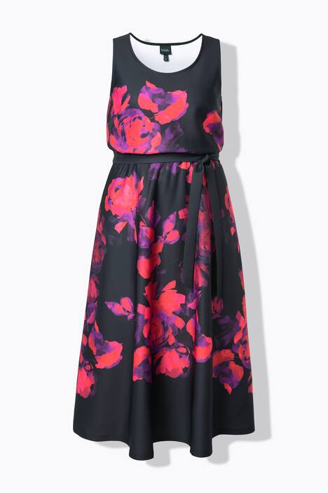 Scuba maxi-jurk, A-lijn, bloemen, mouwloos