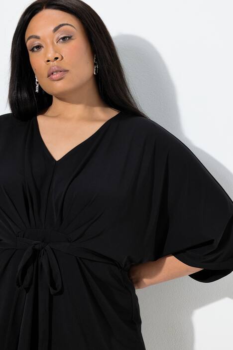 Kimono-shirt, strikceintuur, V-hals, 3/4-mouwen
