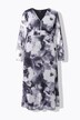 Maxi-jurk van mesh, bloemen, A-lijn, V-hals, lange mouwen