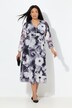 Maxi-jurk van mesh, bloemen, A-lijn, V-hals, lange mouwen