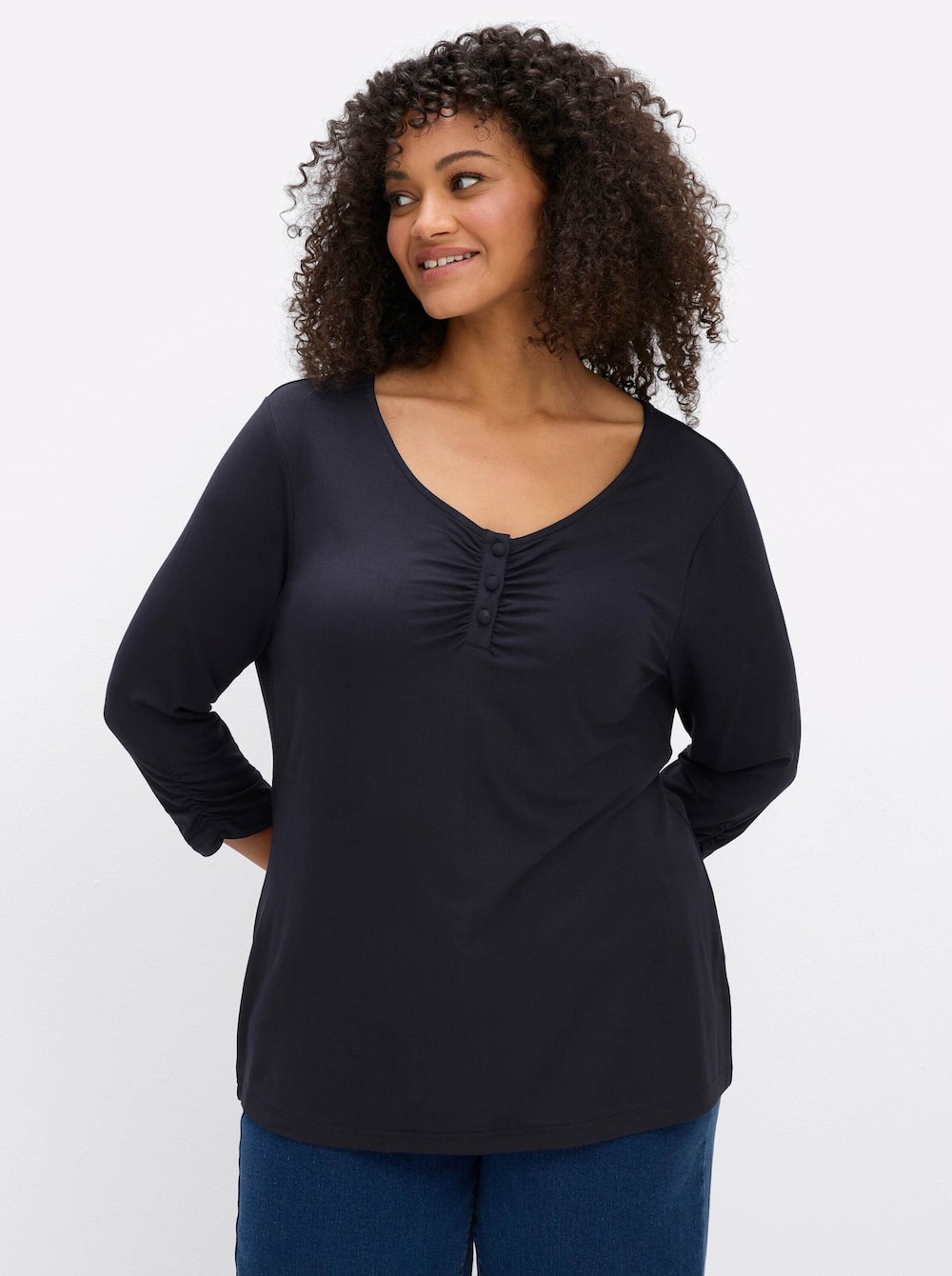 3/4-Arm-Shirt 3/4-Arm-Shirt mit dekorativen Raffungen 3/4-Arm keine Angabe