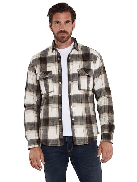 engbers Herren Langarm-Hemd kariert , Braun