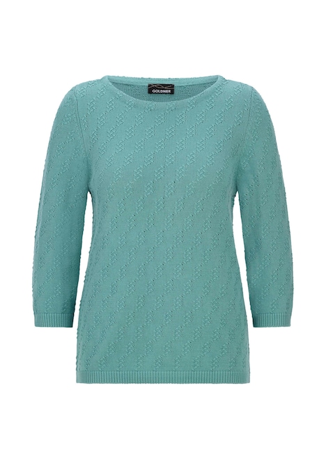 Halbarm Baumwollpullover mit Struktur