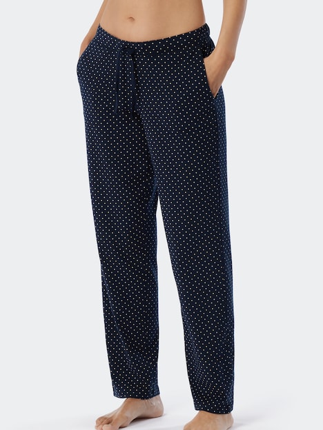 Schiesser Damen Pyjama Mix & Relax lang - Mix & Relax lang dunkelblau-gem.