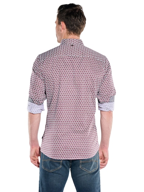 Herren Hemd langarm , Bordeaux