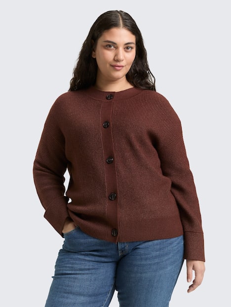 Tom Tailor Women PLUS Pullover & Strickjacken Plus Size - Oversize Cardigan mit Rundhalsausschnitt