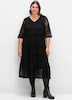 Spitzenkleid 3/4-Arm Uni Ohne Kragen