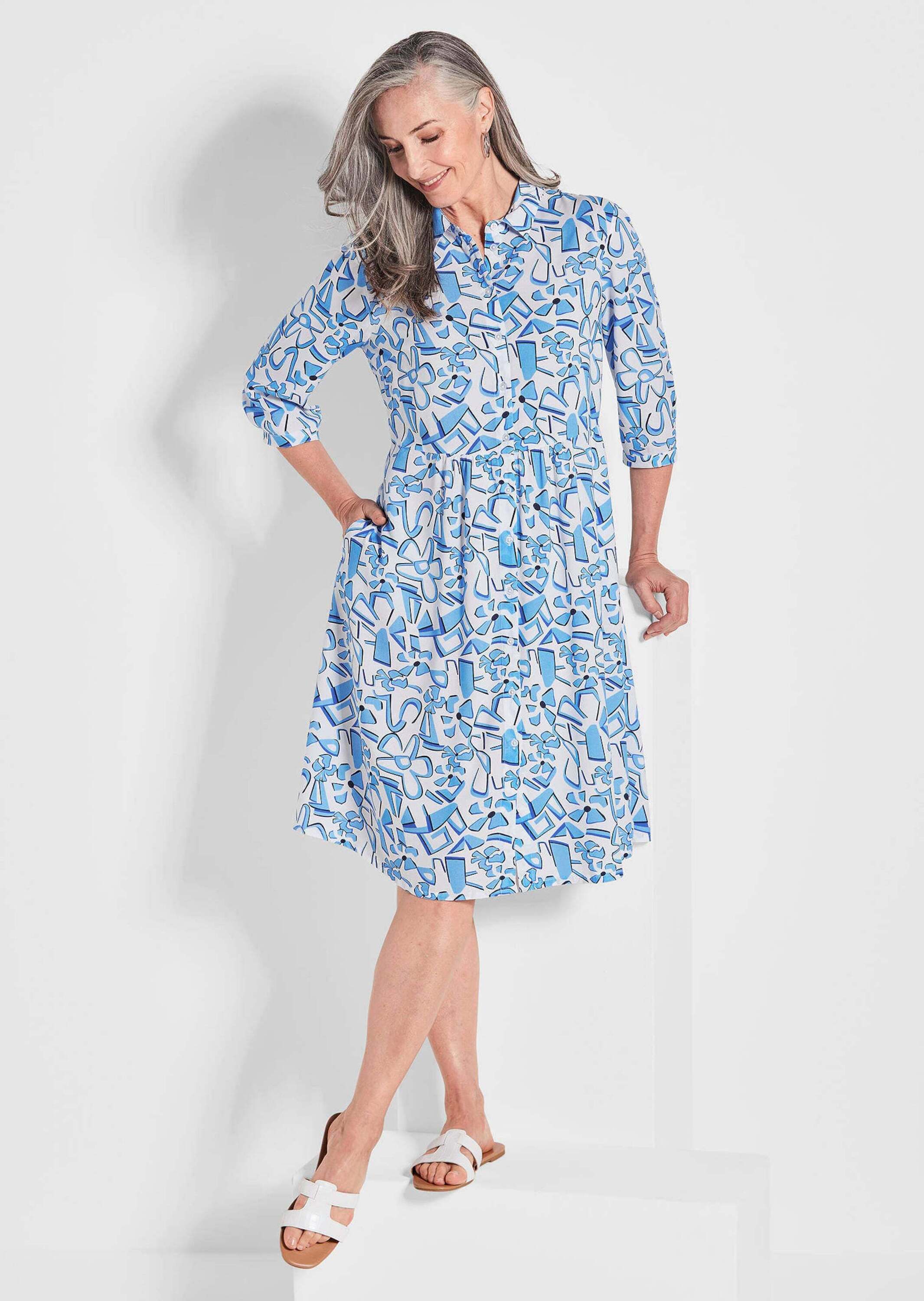 GOLDNER Jurk met print Gedessineerde jurk in overhemdmodel