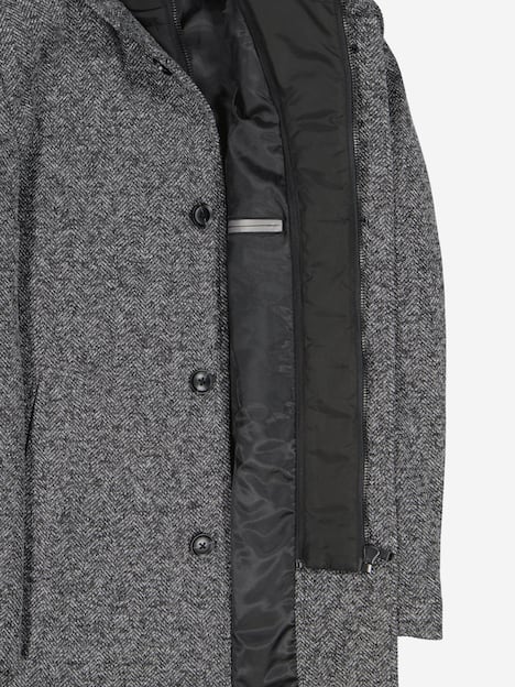 engbers Herren Mantel mit abnehmbarer Kapuze , Silbergrau