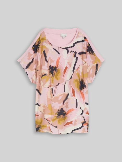 T-Shirt im Material-Mix