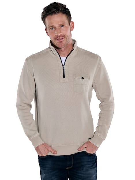 engbers Herren Sweatshirt mit Troyerkragen , Braunbeige