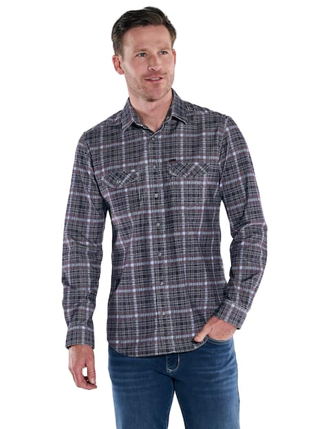 engbers Herren Langarm-Hemd gemustert , Grau