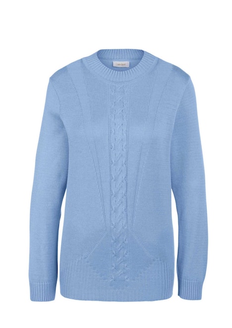 Stehkragenpullover im Zopfstrick