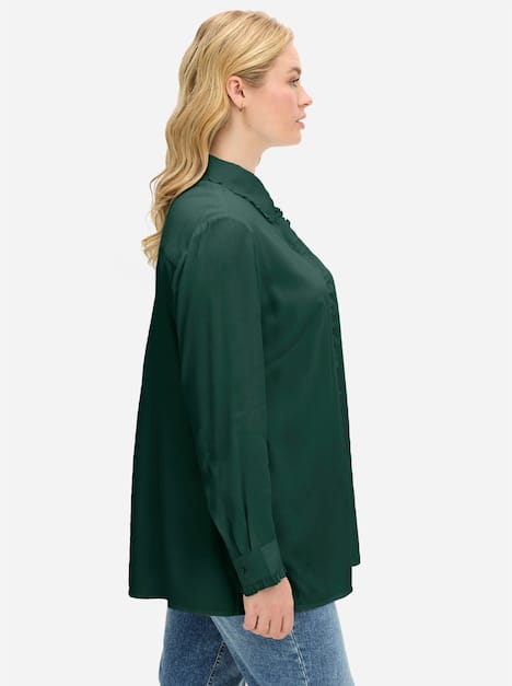 Bluse Langarm Uni Hemdkragen