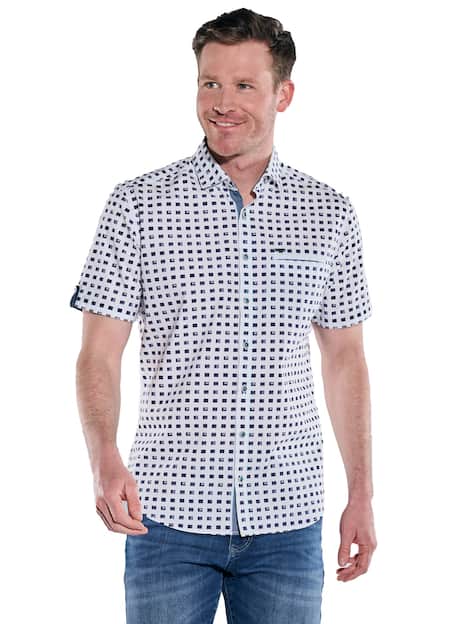 engbers Herren Kurzarm-Hemd gemustert , Marineblau