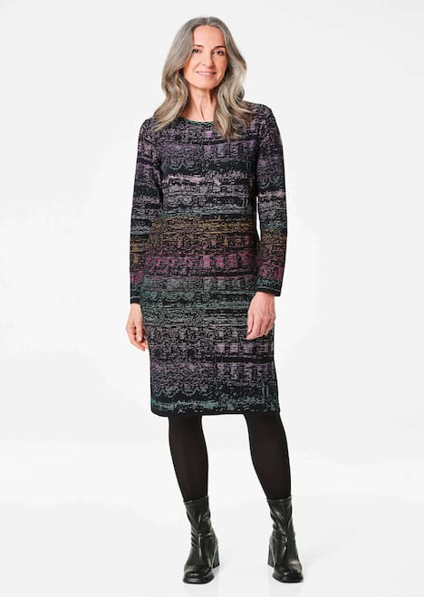 Baumwoll-Strickkleid, Rundhals