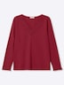 Langarm-Shirt Langarmshirt mit Spitze am V-Ausschnitt Langarm keine Angabe