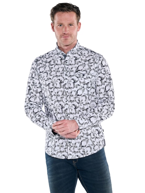 Herren Langarm-Hemd gemustert , Marineblau