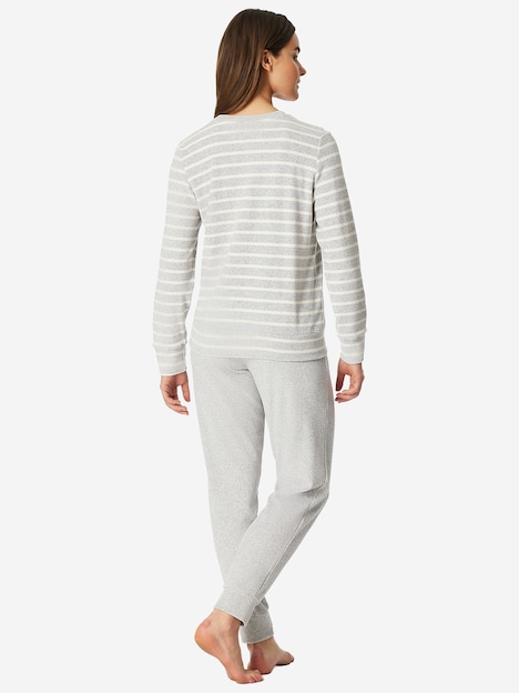 Schiesser Damen Pyjama Casual Essentials - silbergrau-mel.