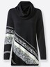 Pullover Langarm Jersey Mehrfarbig Rollkragen