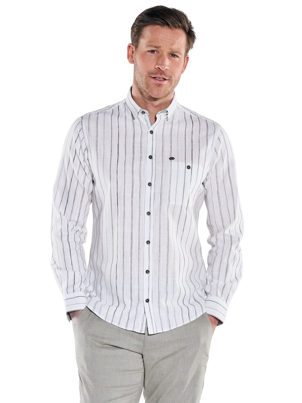 Herren Hemd gemustert , Oliv