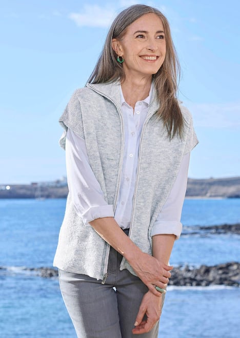 GOLDNER Tricot vest Tricot vest met ritssluiting