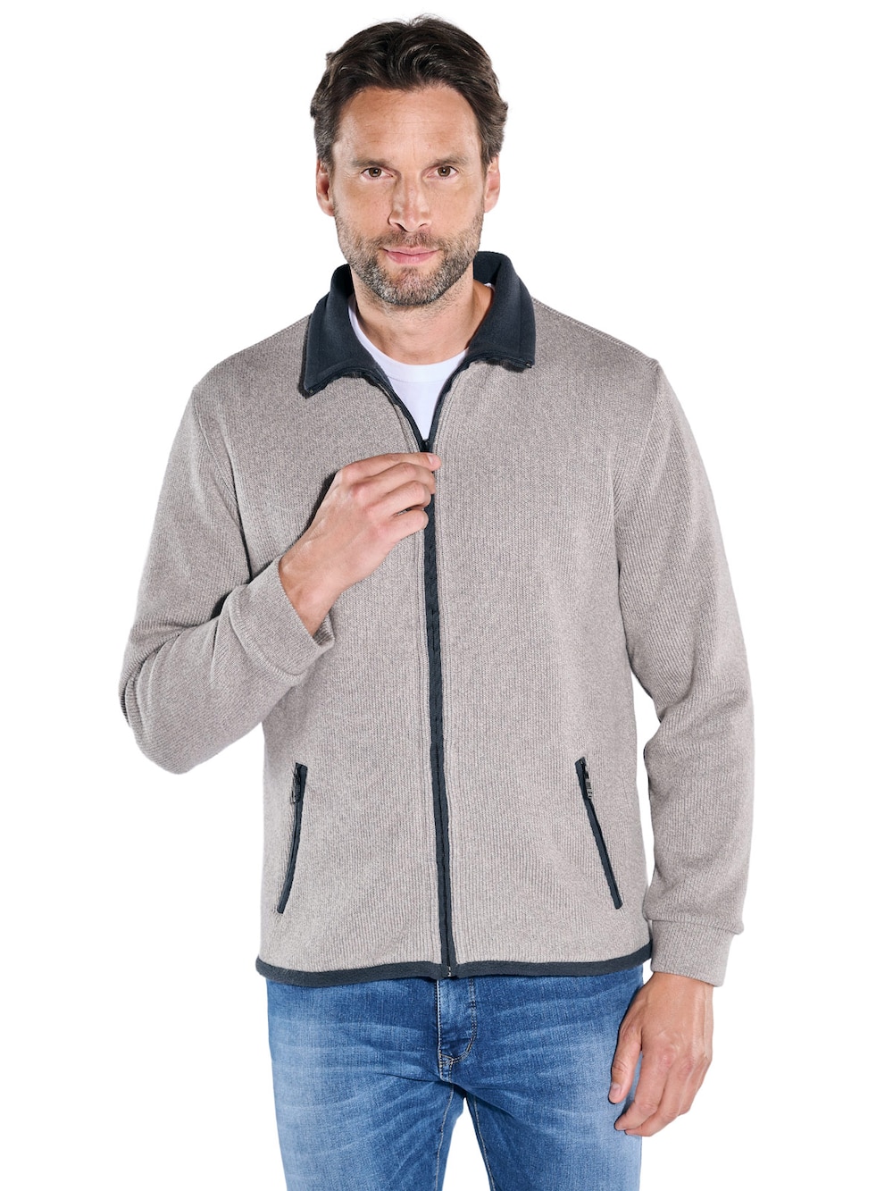 engbers Herren Sweatjacke meliert , Braunbeige
