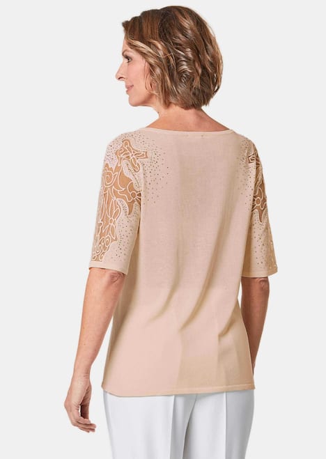 Pullover mit Spitze, Glanzsteinen